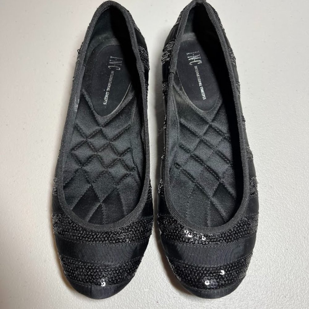 INC Ballet Flats black sequins size 6.5